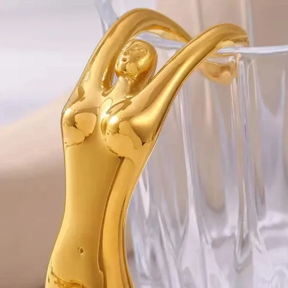 Artful Sculptural Women Body 18K Gold Stainless Steel Cuff Bracelet” - Picture 15 of 17